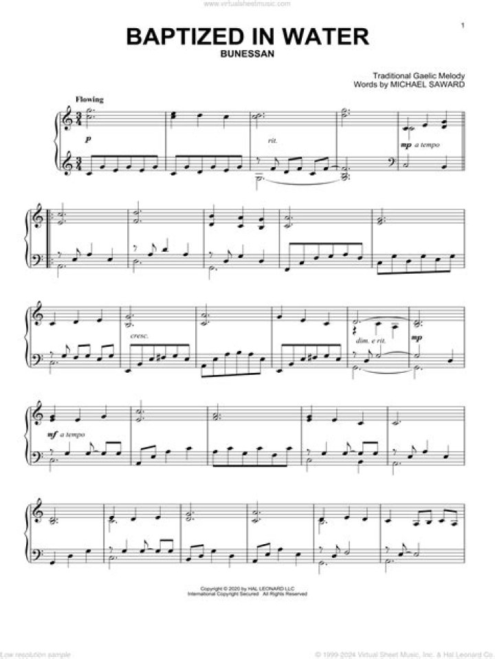 Baptized in Water - Piano and Organ Accompaniment